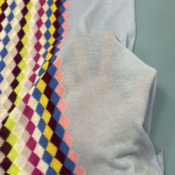 Knit Argyle Pattern Light Blue Tunic Top/Mini Dress Dolman Sleeves Small - Picture 10 of 14